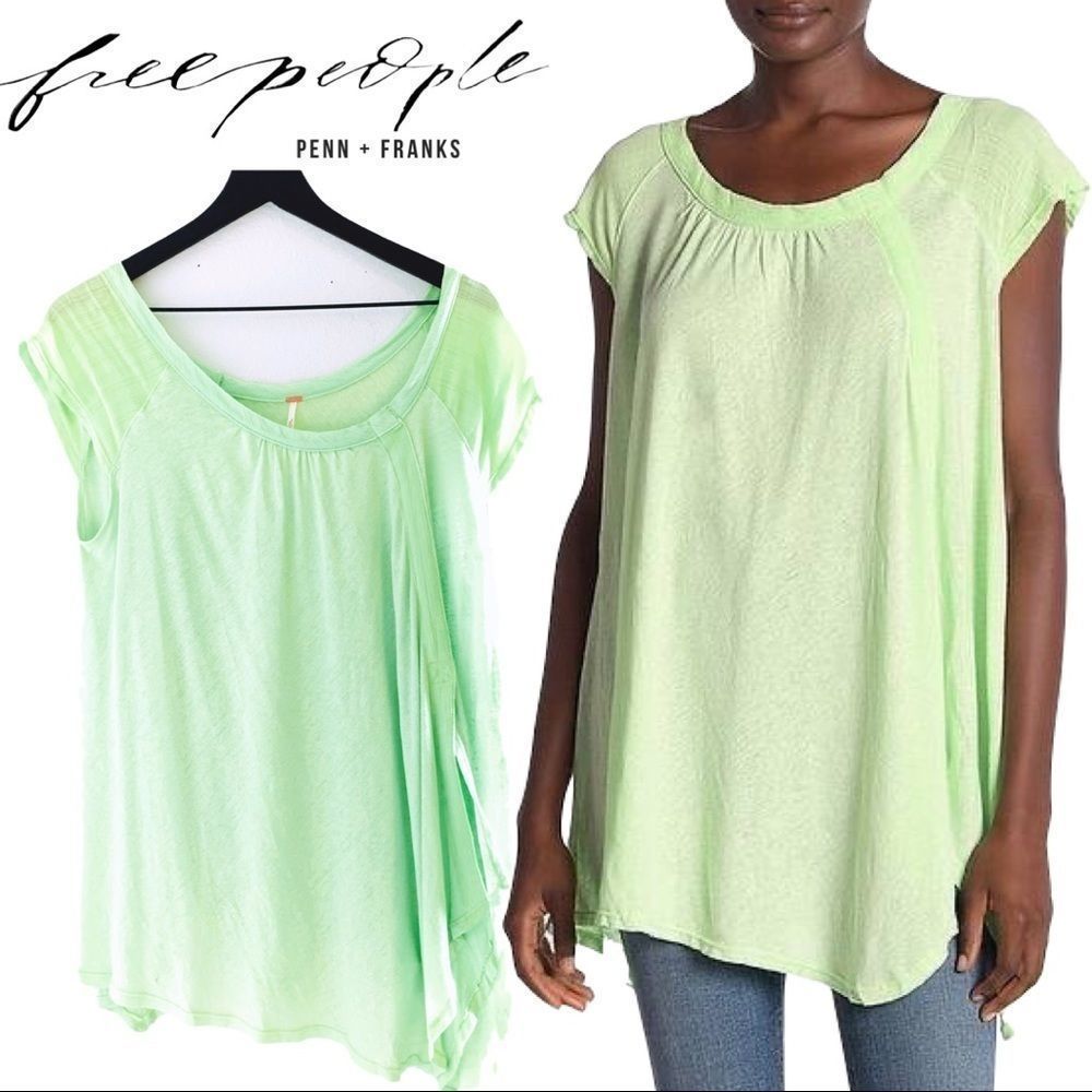 Free People Keep it Casual Tee Queen Green NWT XS